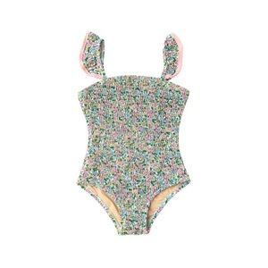 Shade Critters Floral Smocked One-Piece Swimsuit - Pink/Green 4T great condition